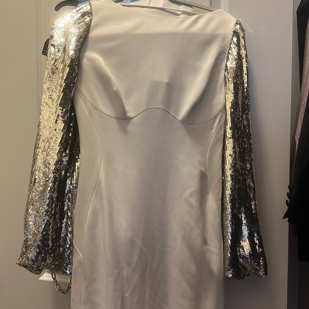Stella mcartery Oberon column dress with sequin sleeves